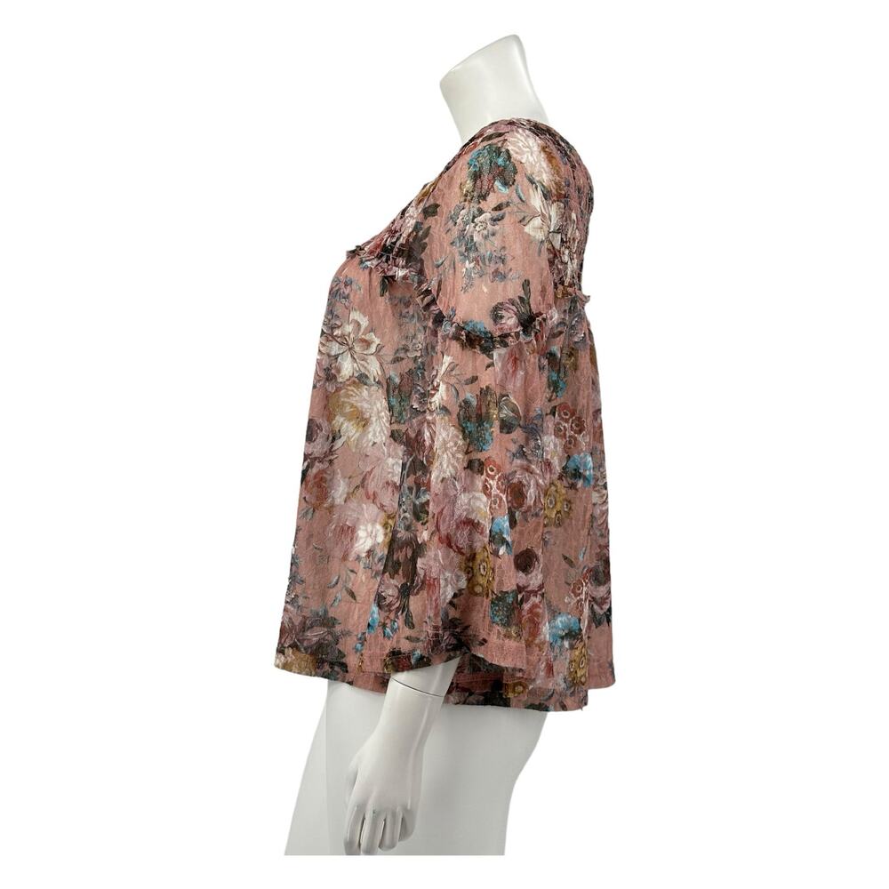Akemi + Kin Anthropologie Top Womens XS Rose Floral Boho Fairy Peasant Cottage - Picture 4 of 8
